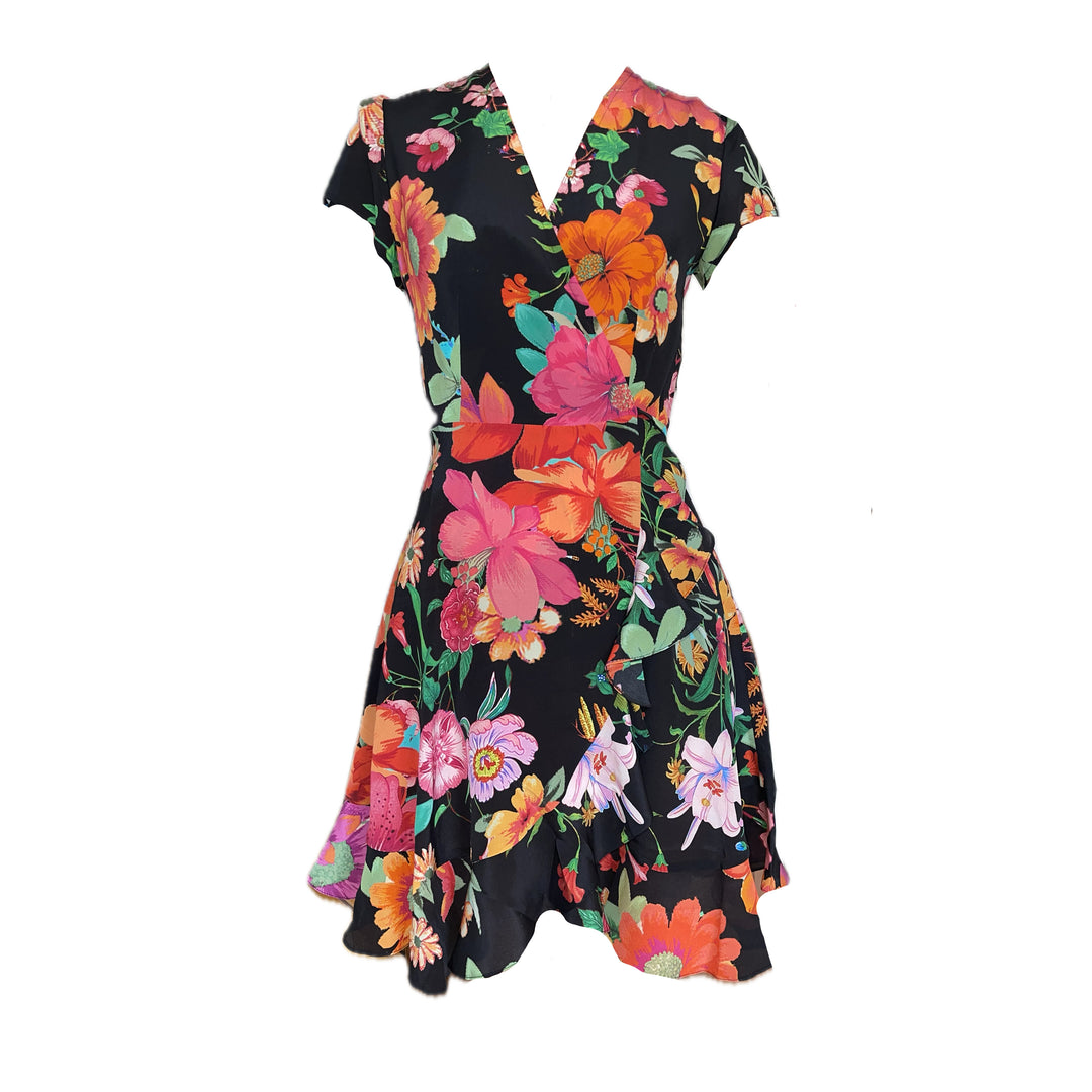 „ALICE“ Seiden-Wickelkleid Mini - Paradise Lost