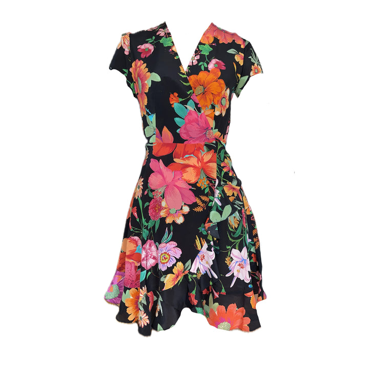 „ALICE“ Seiden-Wickelkleid Mini - Paradise Lost