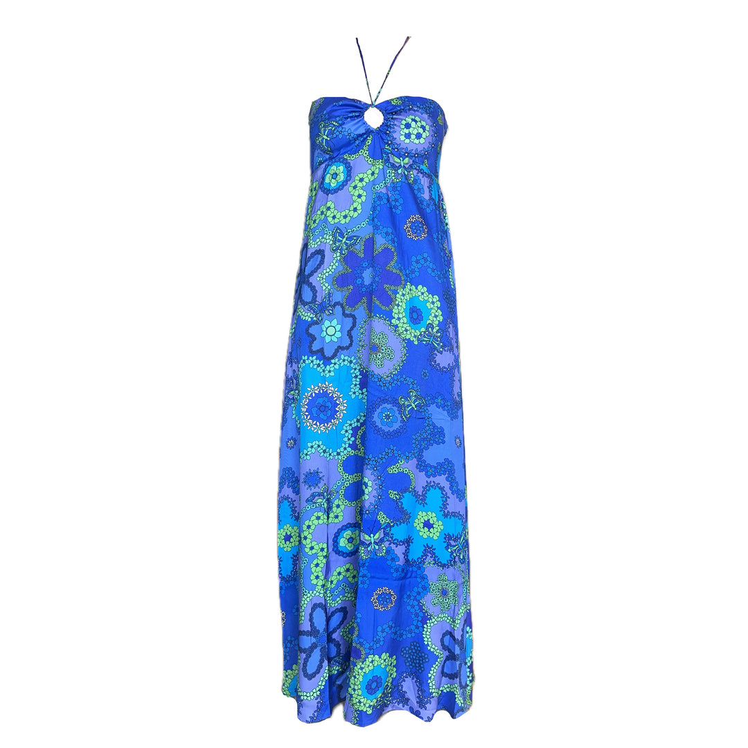 "FORGOT ABOUT YOU" Bandeau Viskose/Rayon Maxi-Kleid – Azure Bloom