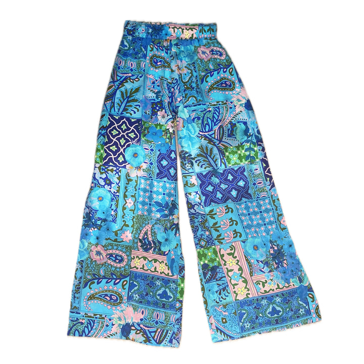"JOHNNY" Seidenhose - Mosaic Azure