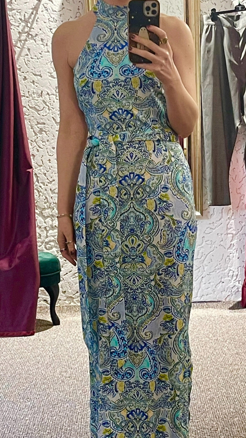 "NOLITA" Halterneck Viscose Jersey Dress Maxi - frozen blueberries Introvertie VIENNA