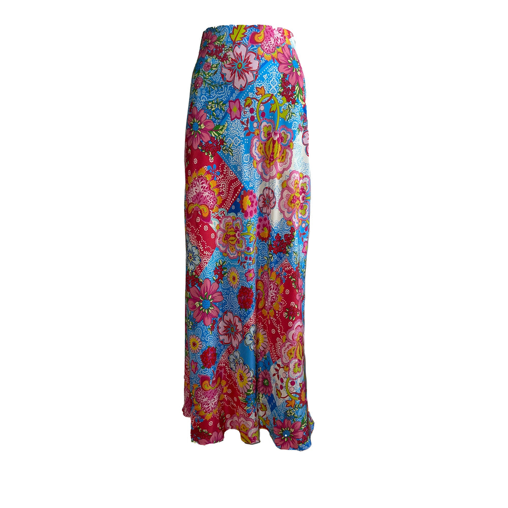 "OIA" Bias Cut Silk Skirt Maxi - Mosaic Multi Introvertie VIENNA