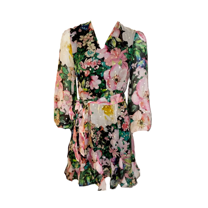 „SOHO MINI“ Viscose Lurex Kleid mit Ballonärmeln – Secret Garden