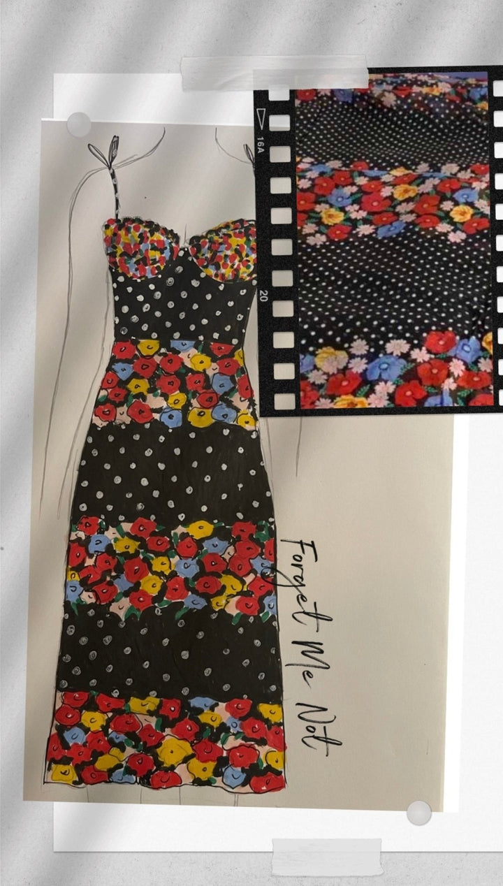 "FORGET ME NOT" Silk Bustier Dress Introvertie VIENNA