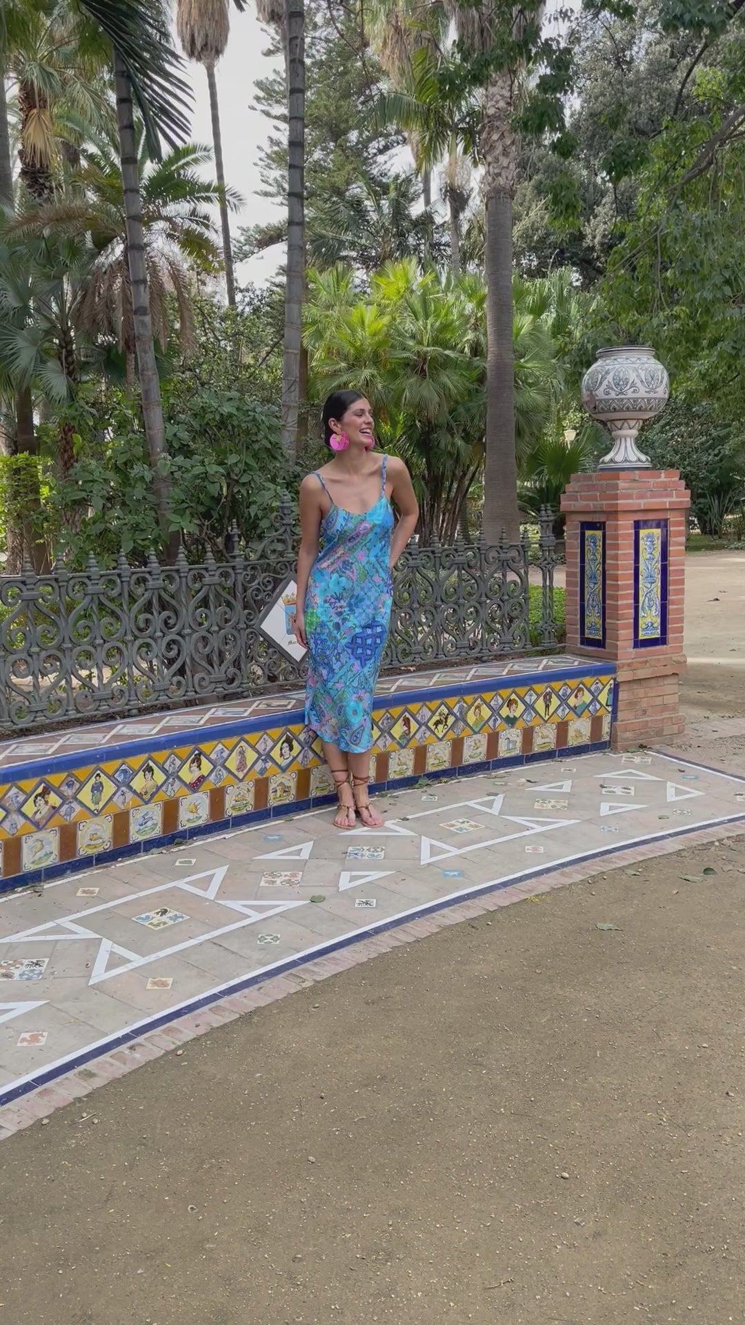 „NOT YOUR DARLING“ Slip Dress Midi – Mosaic Azure