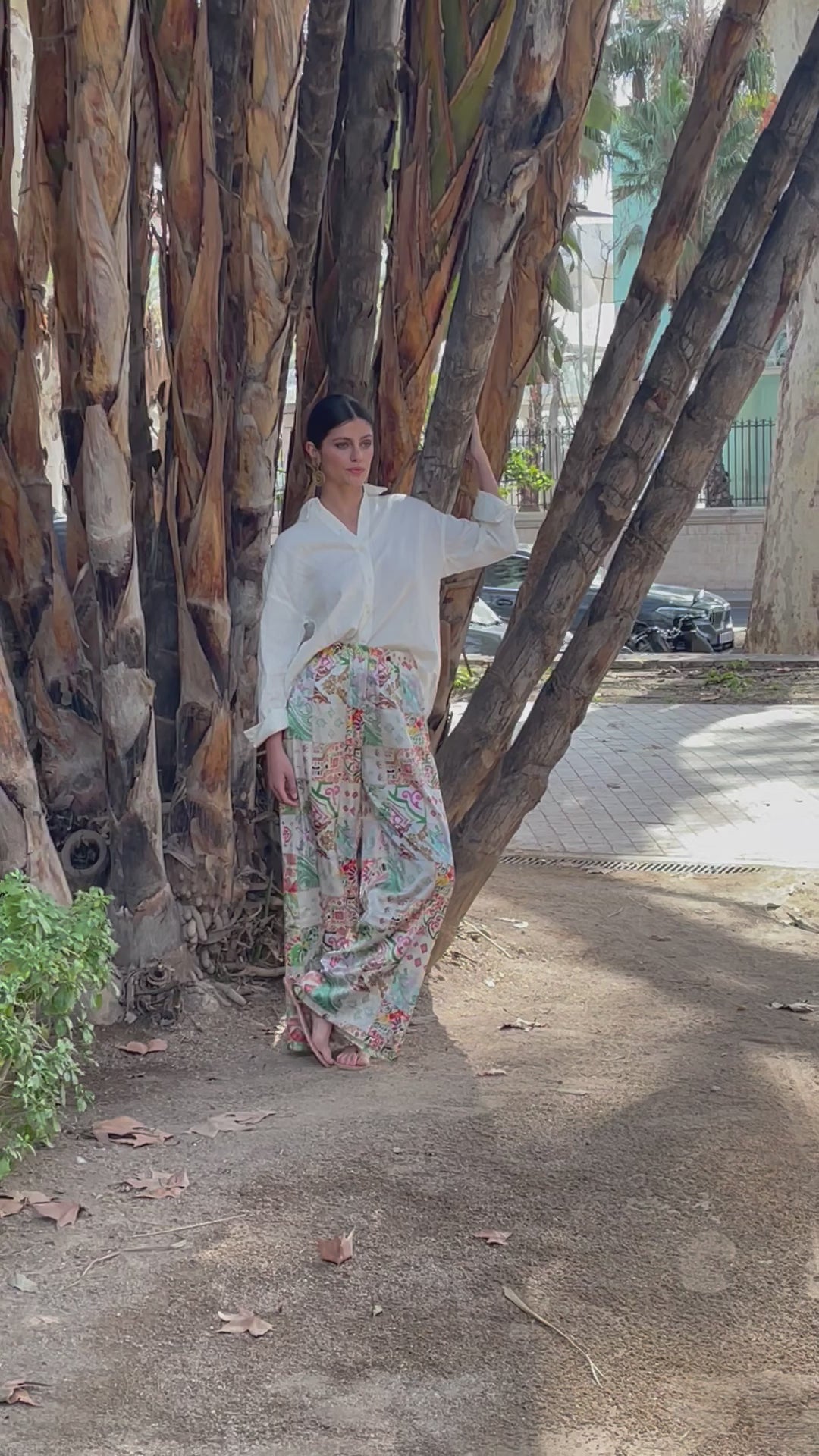 "JOHNNY" Stretch Seiden Satin Hose - Azulejo Light