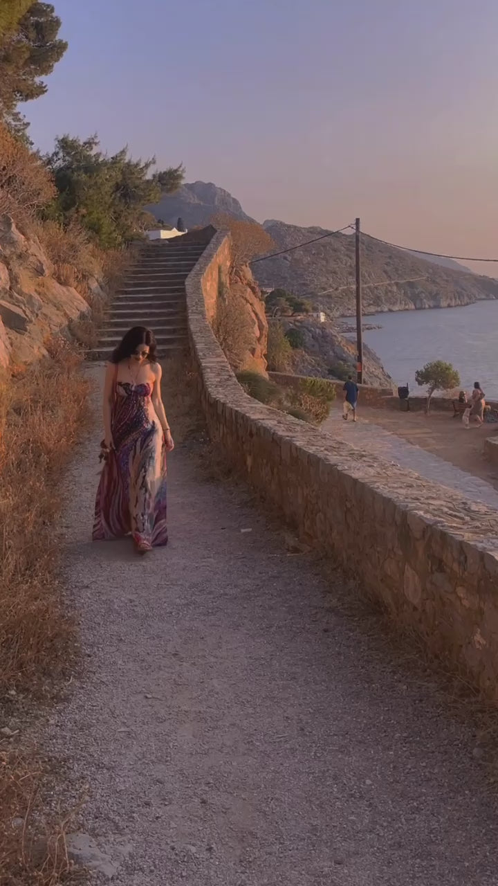 "FORGOT ABOUT YOU" Fließendes Bandeau-Viskose-Maxikleid – Milky Way