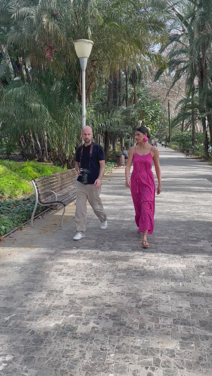 "MADEIRA" A-Linien Seiden/Baumwoll-Maxikleid - frozen raspberries