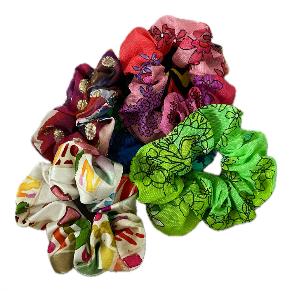 Silk Cotton Lurex Scrunchie - Azulejo Light Introvertie VIENNA
