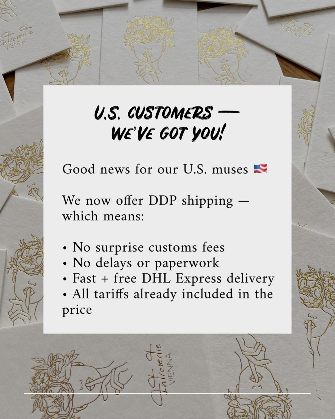 We Now Offer Hassle-Free Shipping to U.S. & CANADA - DDP (Delivery, Duty, Paid)