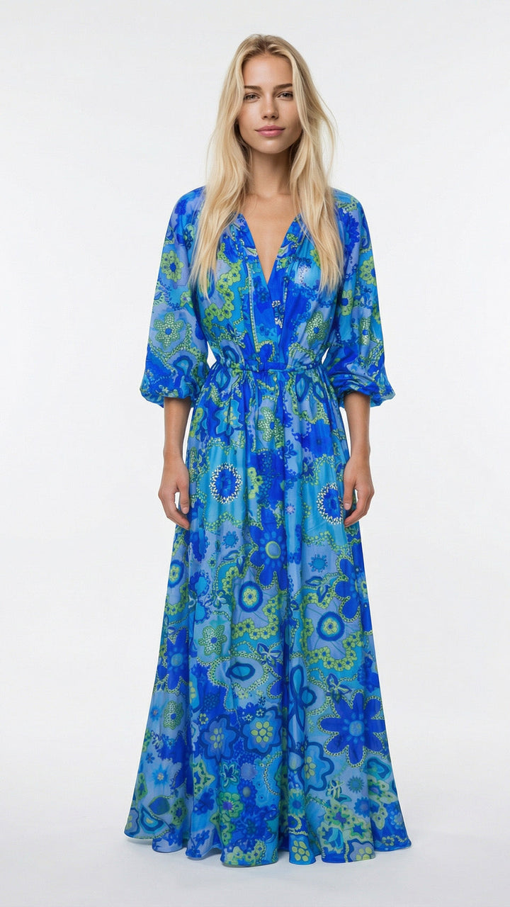 "ALEGRIA" Viscose Lurex Kaftan Maxi Dress - Secret Garden Introvertie VIENNA