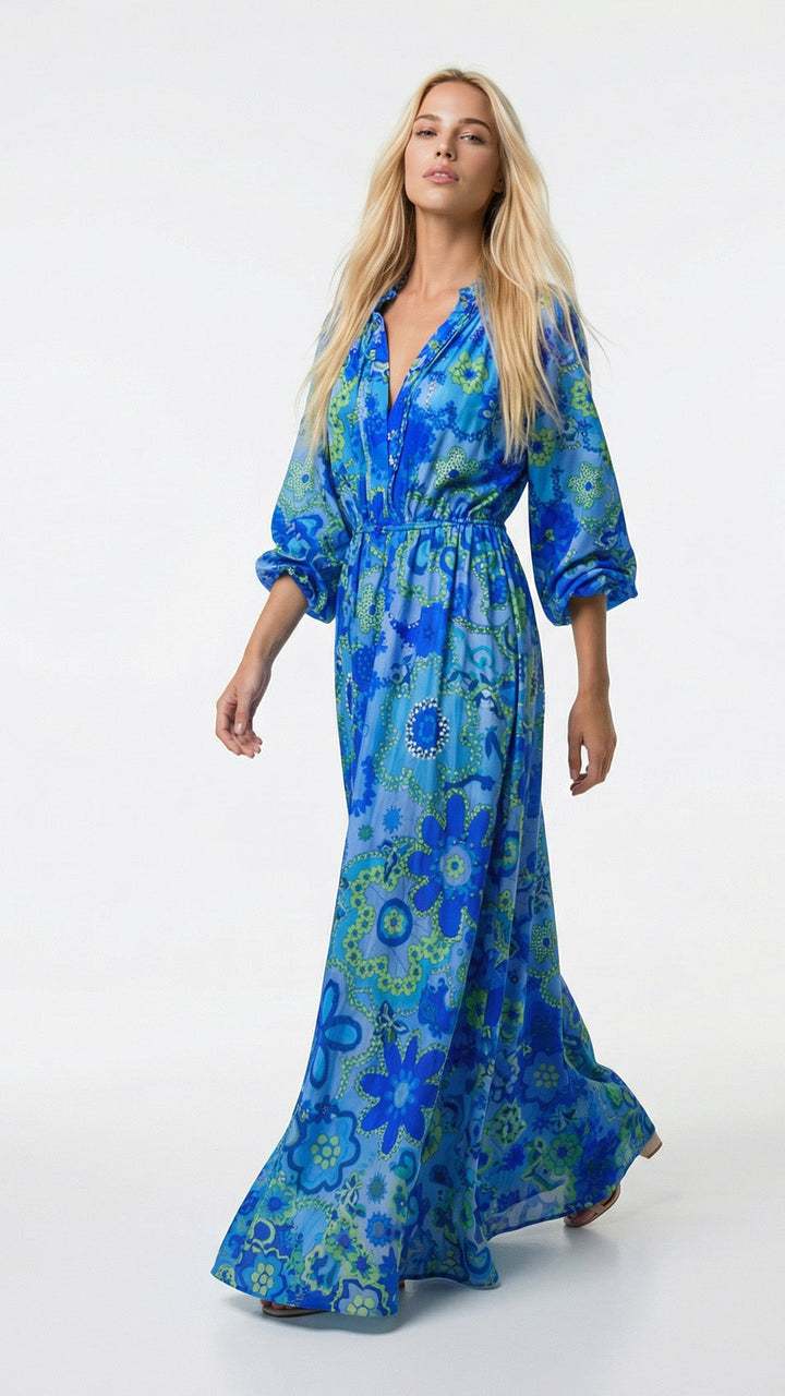 "ALEGRIA" Viscose Lurex Kaftan Maxi Dress - Secret Garden Introvertie VIENNA