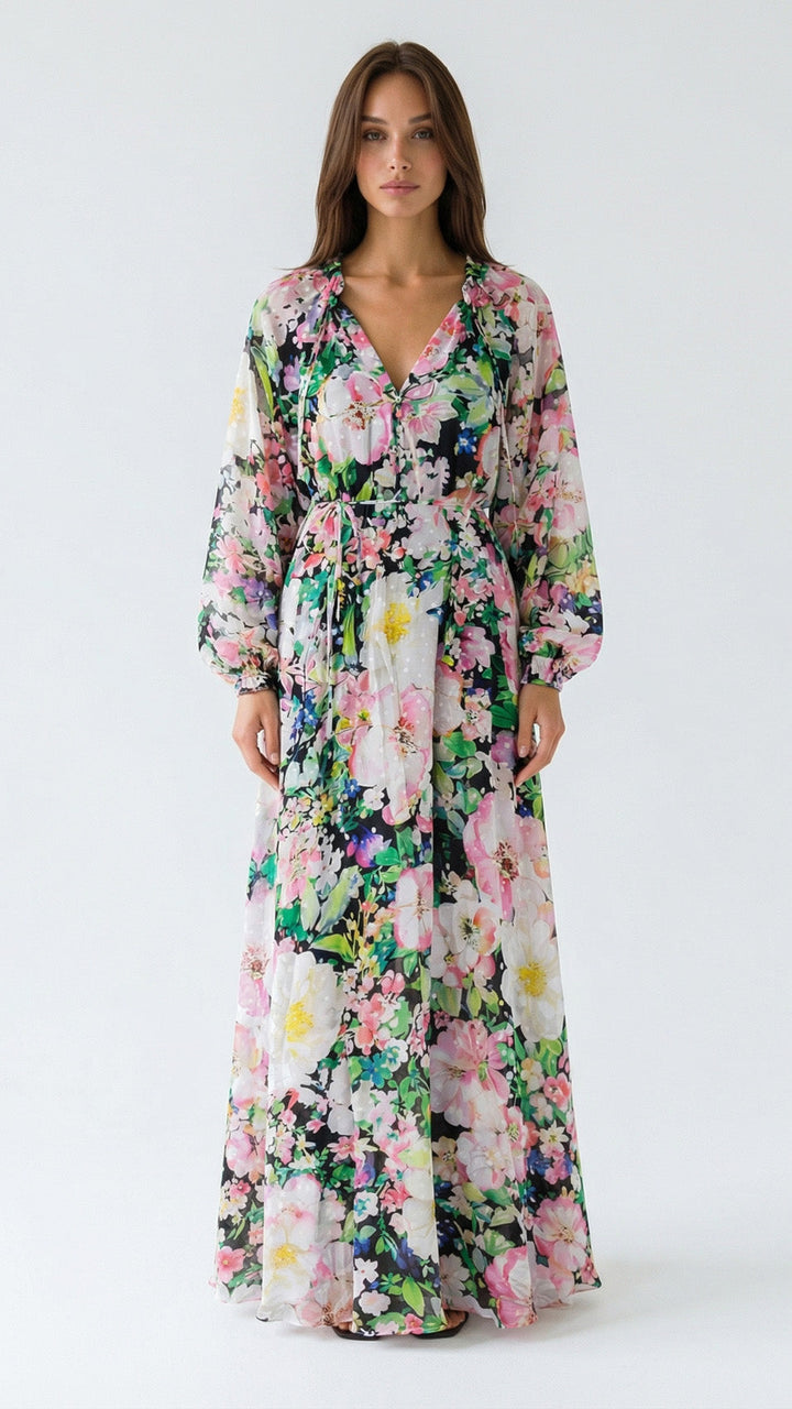 "ALEGRIA" Viscose Lurex Kaftan Maxi Dress - Secret Garden Introvertie VIENNA