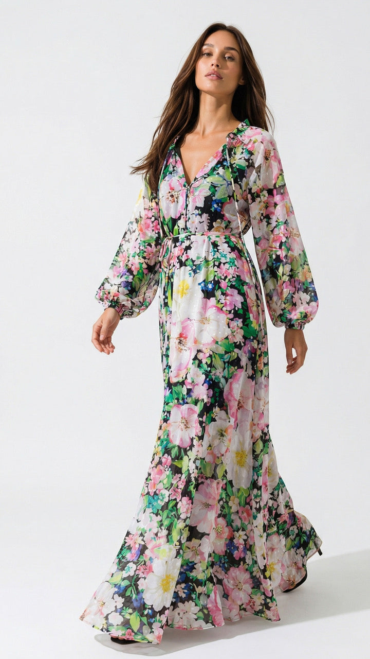 "ALEGRIA" Viscose Lurex Kaftan Maxi Dress - Secret Garden Introvertie VIENNA