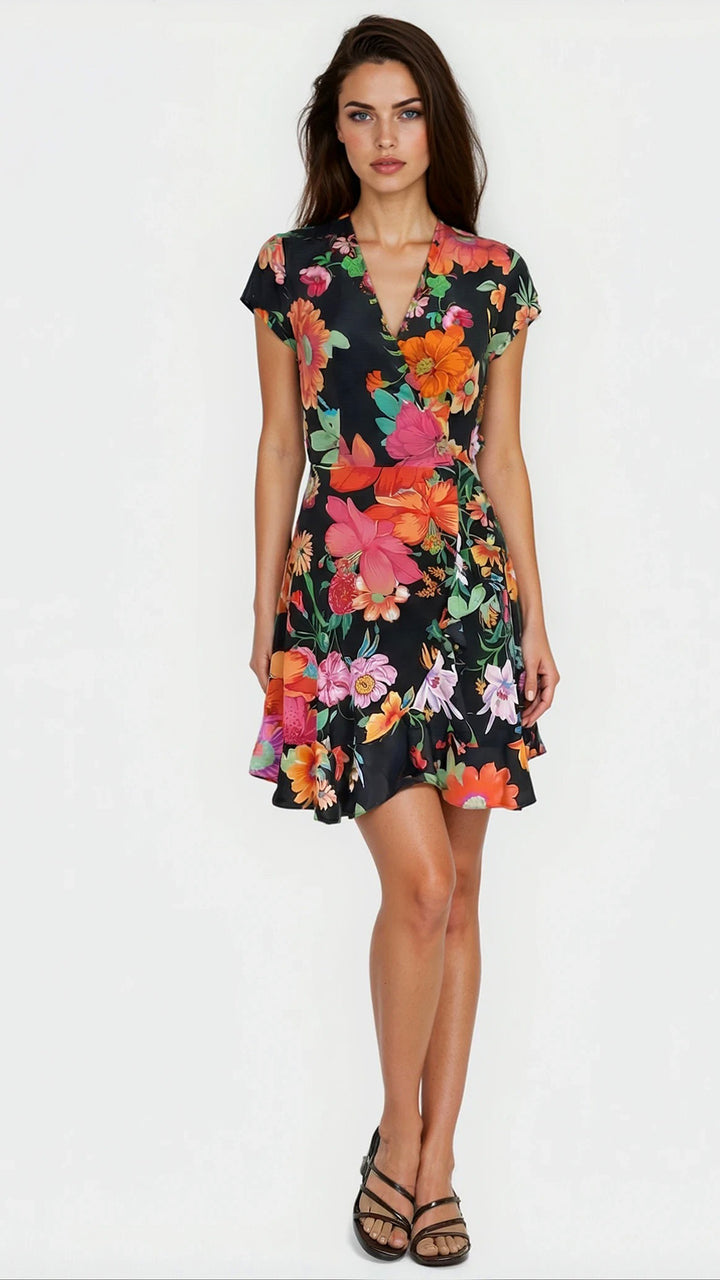 „ALICE“ Seiden-Wickelkleid Mini - Paradise Lost