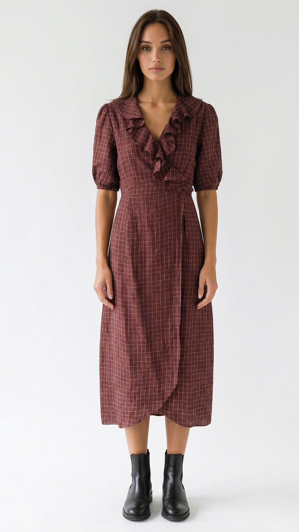 "CORNWALL" Linen Wrap Dress Maxi Zesty Rose Introvertie VIENNA