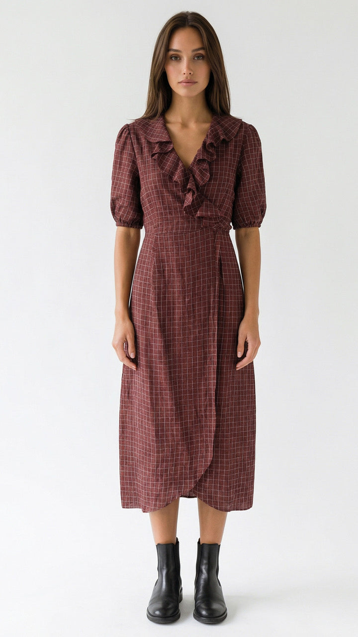 "CORNWALL" Linen Wrap Dress Maxi Zesty Rose Introvertie VIENNA