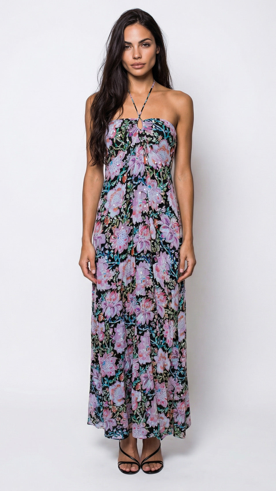 "FORGOT ABOUT YOU" Flowy Bandeau Viscose Maxi Dress - Hibiscus Harmony Introvertie VIENNA