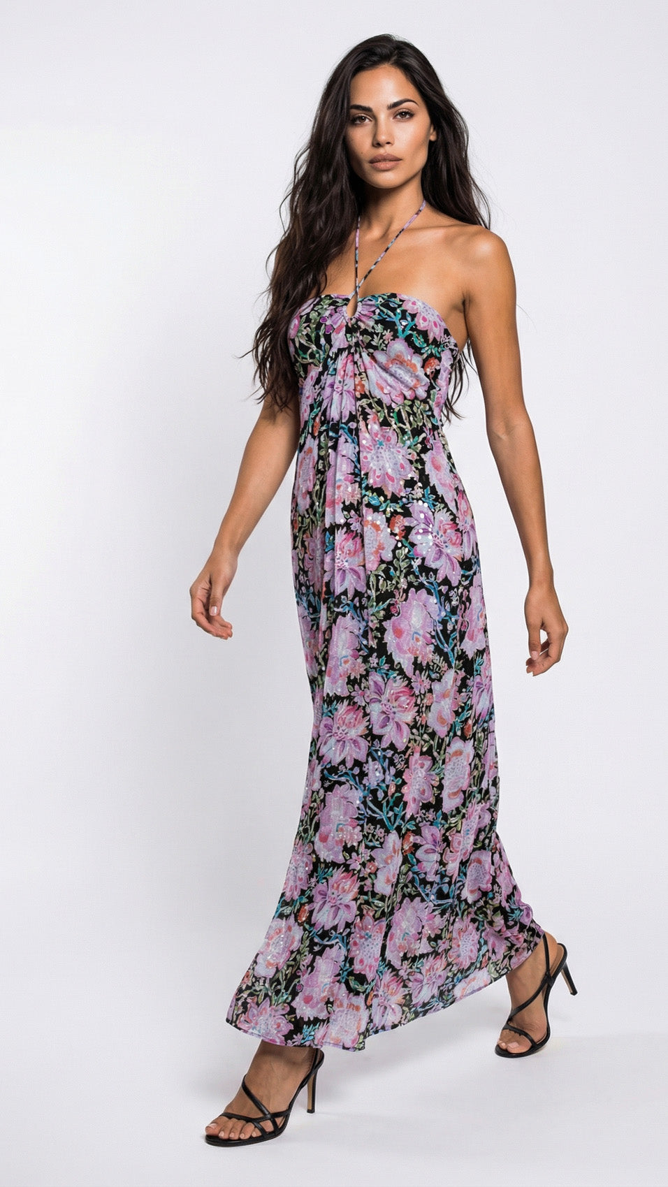 "FORGOT ABOUT YOU" Flowy Bandeau Viscose Maxi Dress - Hibiscus Harmony Introvertie VIENNA