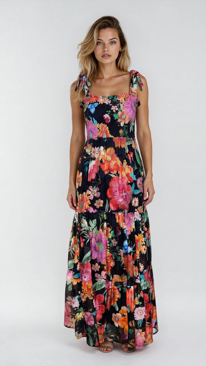 "GIRL GOT POCKETS" Shirred Silk/Linen Dress - Paradise Lost Introvertie VIENNA