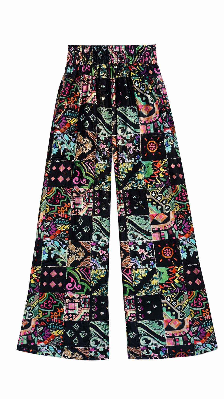 "JOHNNY" Stretch Silk Satin Pants - Azulejo Light Introvertie VIENNA