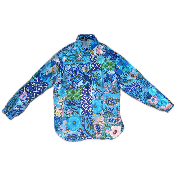 "JUNE" Silk Blouse - Magical Mosaic Azure