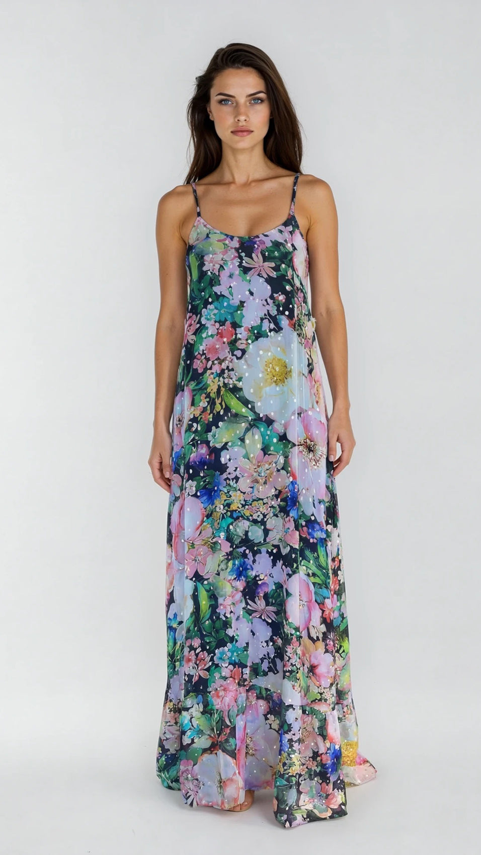 "MADEIRA" A-Line Viscose Lurex Maxi Dress - secret garden Introvertie VIENNA