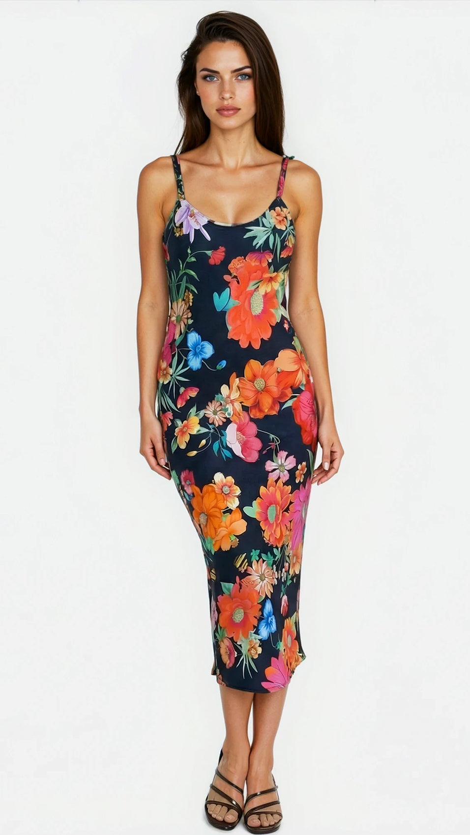 "NOT YOUR DARLING" Slip Dress Midi - Magical Mosaic Azure Introvertie VIENNA