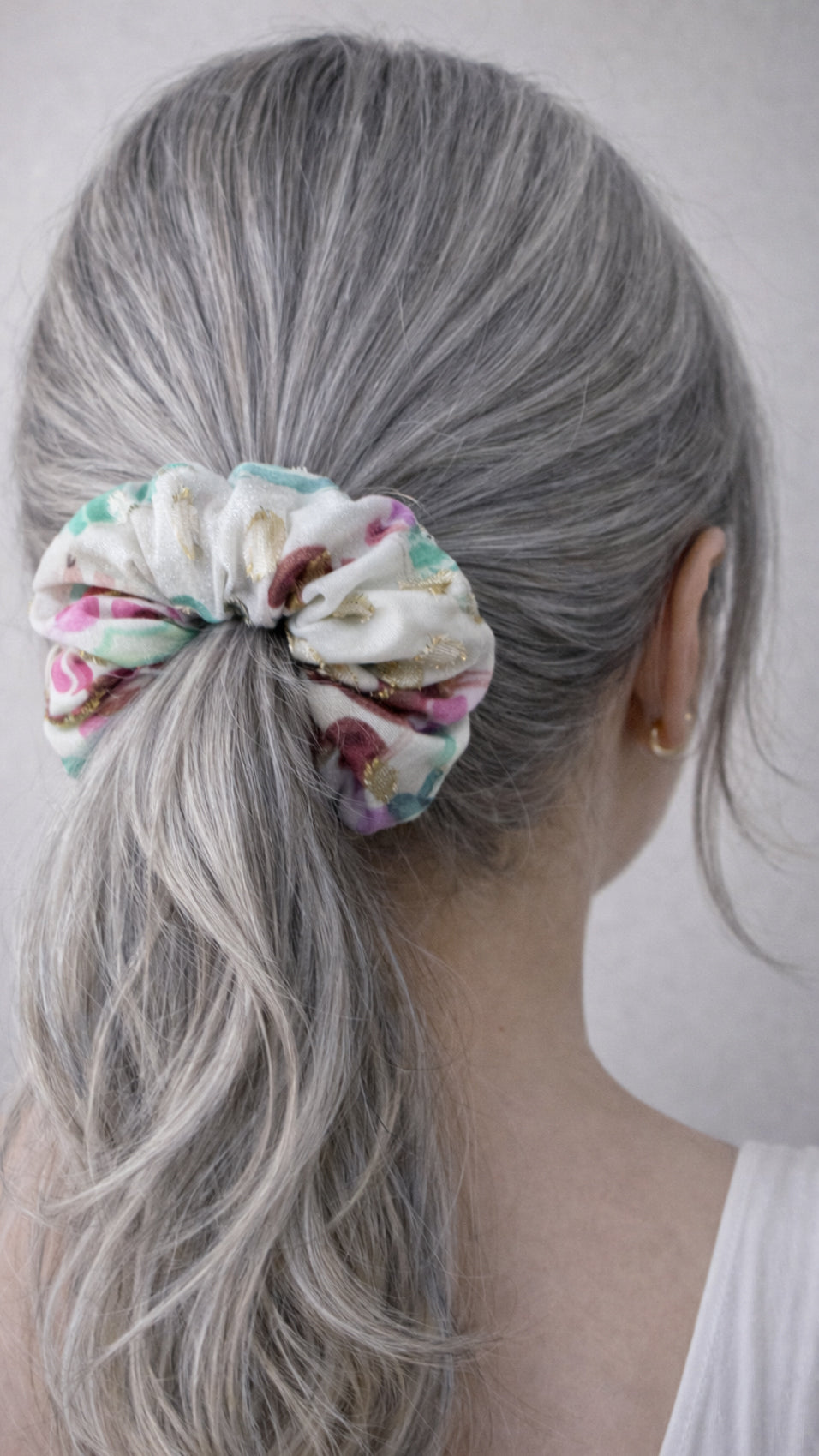 Silk Cotton Lurex Scrunchie - Azulejo Light Introvertie VIENNA