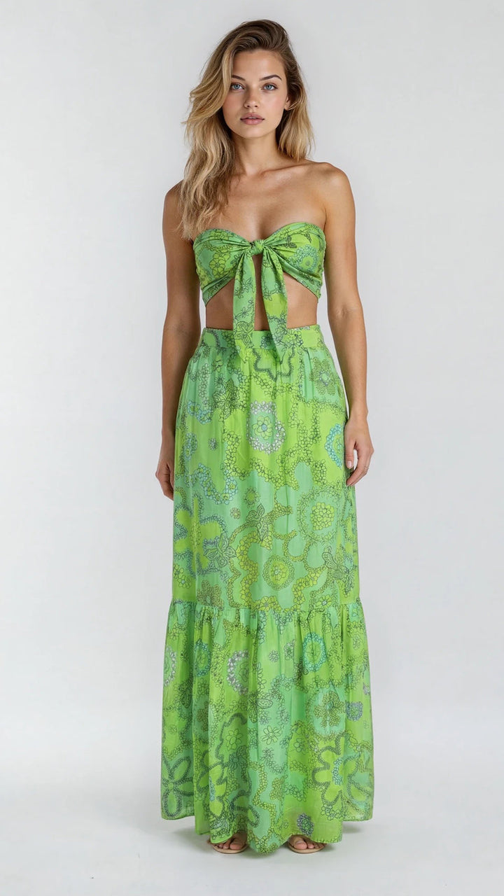 "BARI" Silk/Linen Neck Tie Top - Pink Bloom Introvertie VIENNA