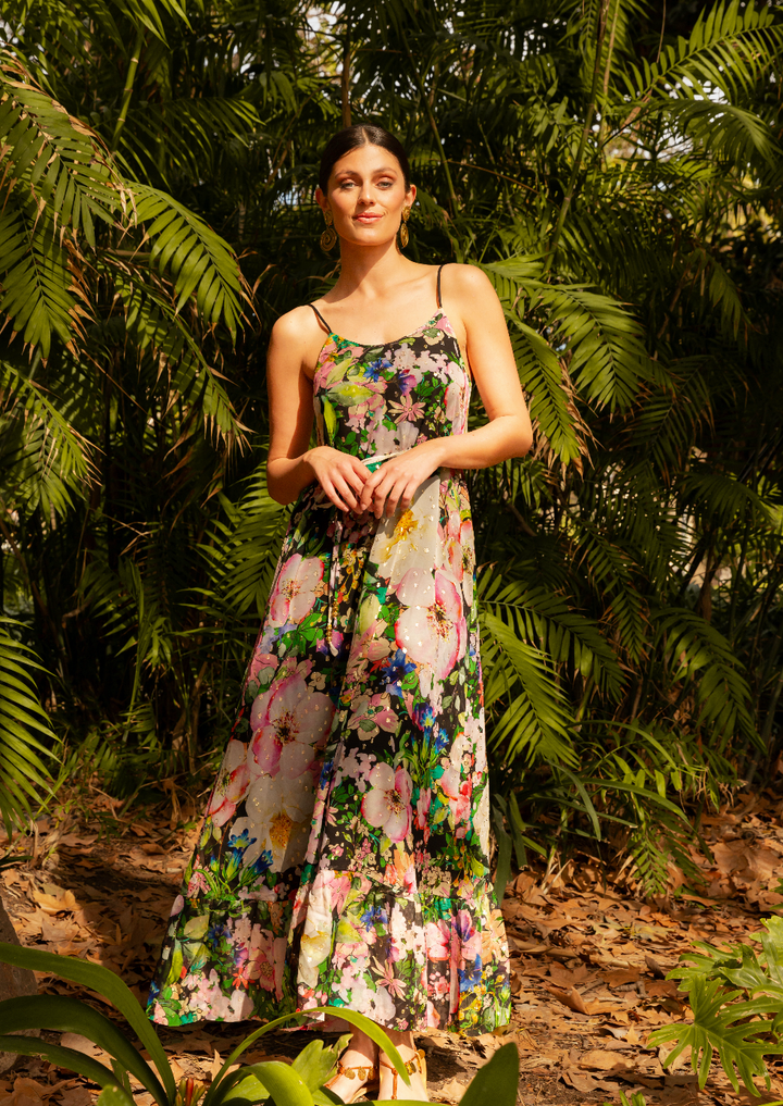 "MADEIRA" A-Line Viscose Lurex Maxi Dress - carmen (Kopie) Introvertie VIENNA