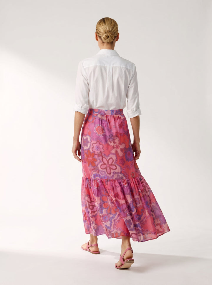 "SORRENTO" Silk/Linen Maxi Skirt Pink Bloom Introvertie VIENNA