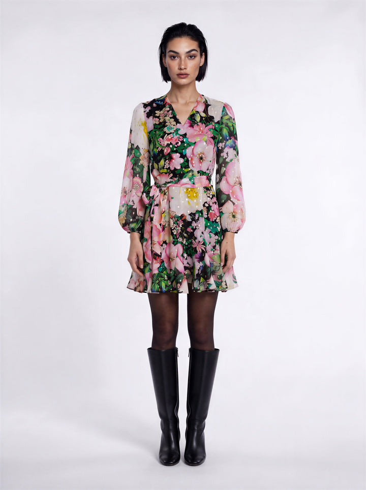 "SOHO MINI" Viscose Lurex Balloon Sleeve Mini Dress - Secret Garden Introvertie VIENNA