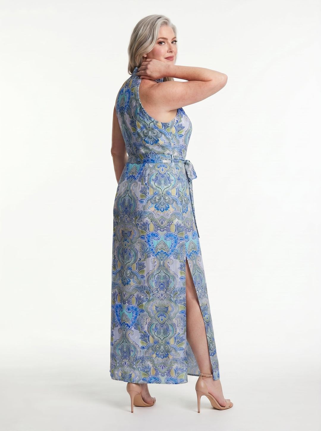 "NOLITA" Halterneck Viscose Jersey Dress Midi - watermelon Introvertie VIENNA