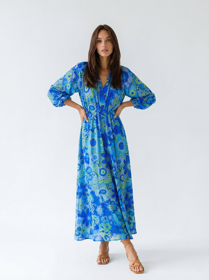"ALEGRIA" Viscose Lurex Kaftan Maxi Dress - Secret Garden Introvertie VIENNA