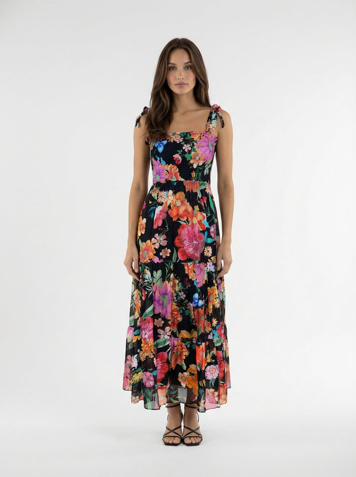 "GIRL GOT POCKETS" Shirred Silk/Linen Dress - Paradise Lost Introvertie VIENNA