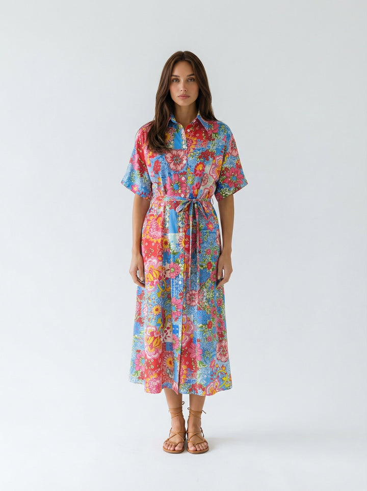 "SANTORINI" Silk Shirt Dress Introvertie VIENNA