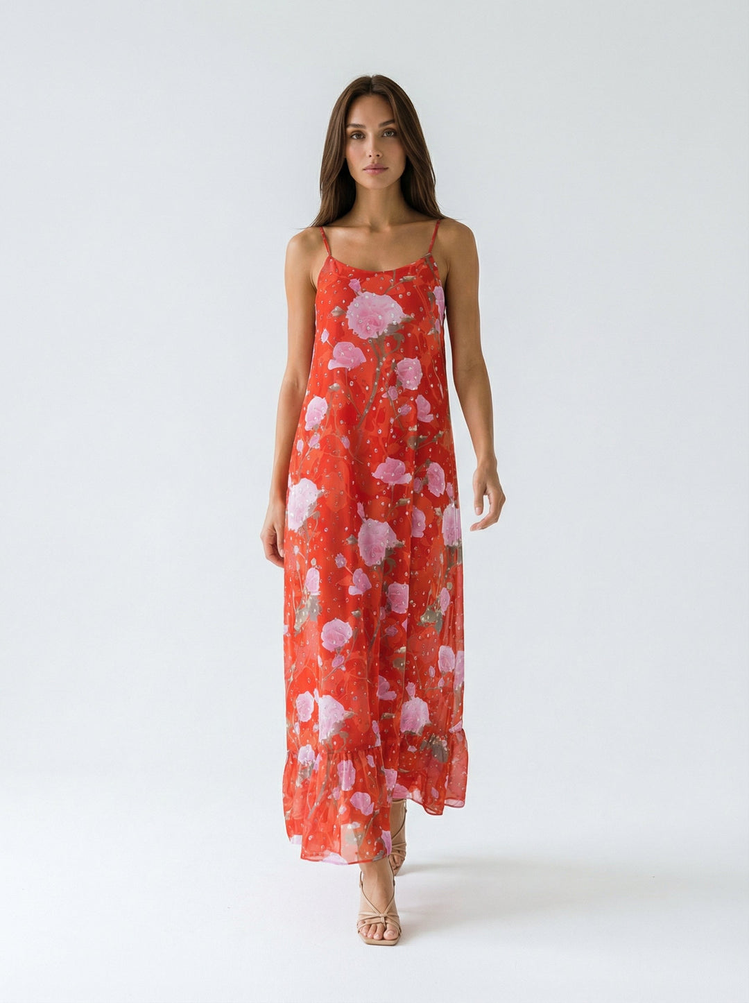 "MADEIRA" A-Line Viscose Lurex Maxi Dress - carmen Introvertie VIENNA