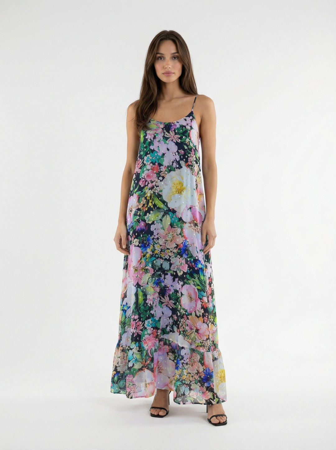 "MADEIRA" A-Line Viscose Lurex Maxi Dress - carmen Introvertie VIENNA