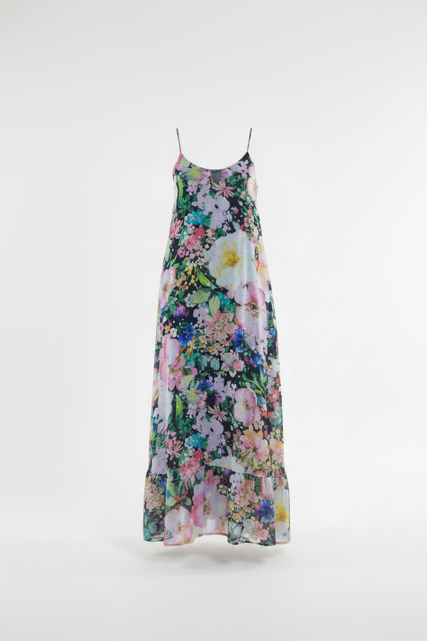 "MADEIRA" A-Line Viscose Lurex Maxi Dress - secret garden Introvertie VIENNA