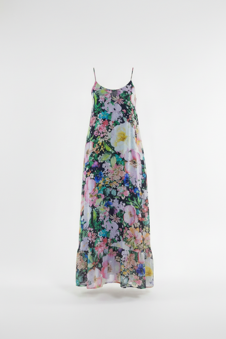"MADEIRA" A-Line Viscose Lurex Maxi Dress - secret garden Introvertie VIENNA