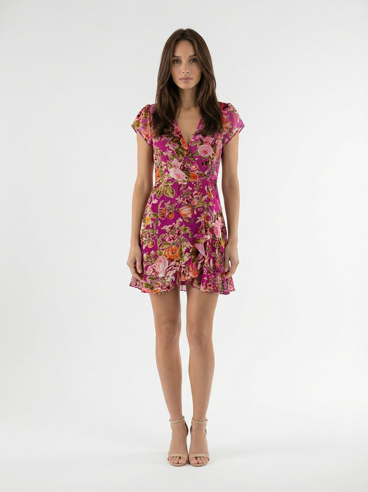 "ALICE" Silk Wrap Dress Mini in LADY ROSE Introvertie VIENNA