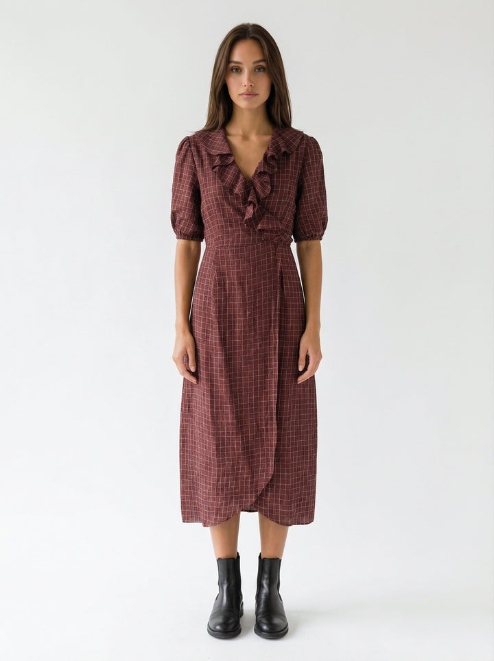 "CORNWALL" Linen Wrap Dress Maxi Zesty Rose Introvertie VIENNA