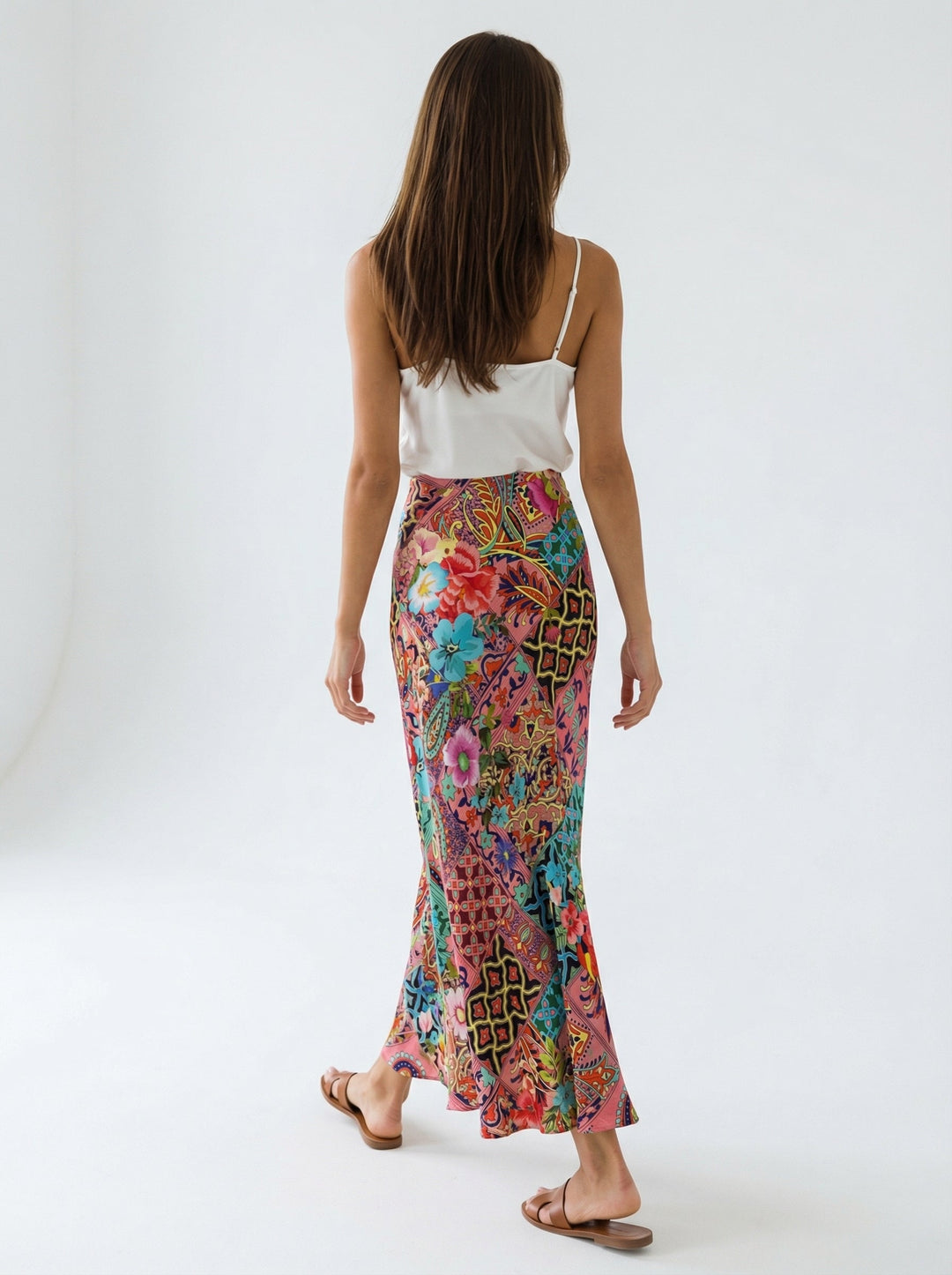 "RUMBA" Hand-Embroidered Silk Linen A-Line Skirt Introvertie VIENNA