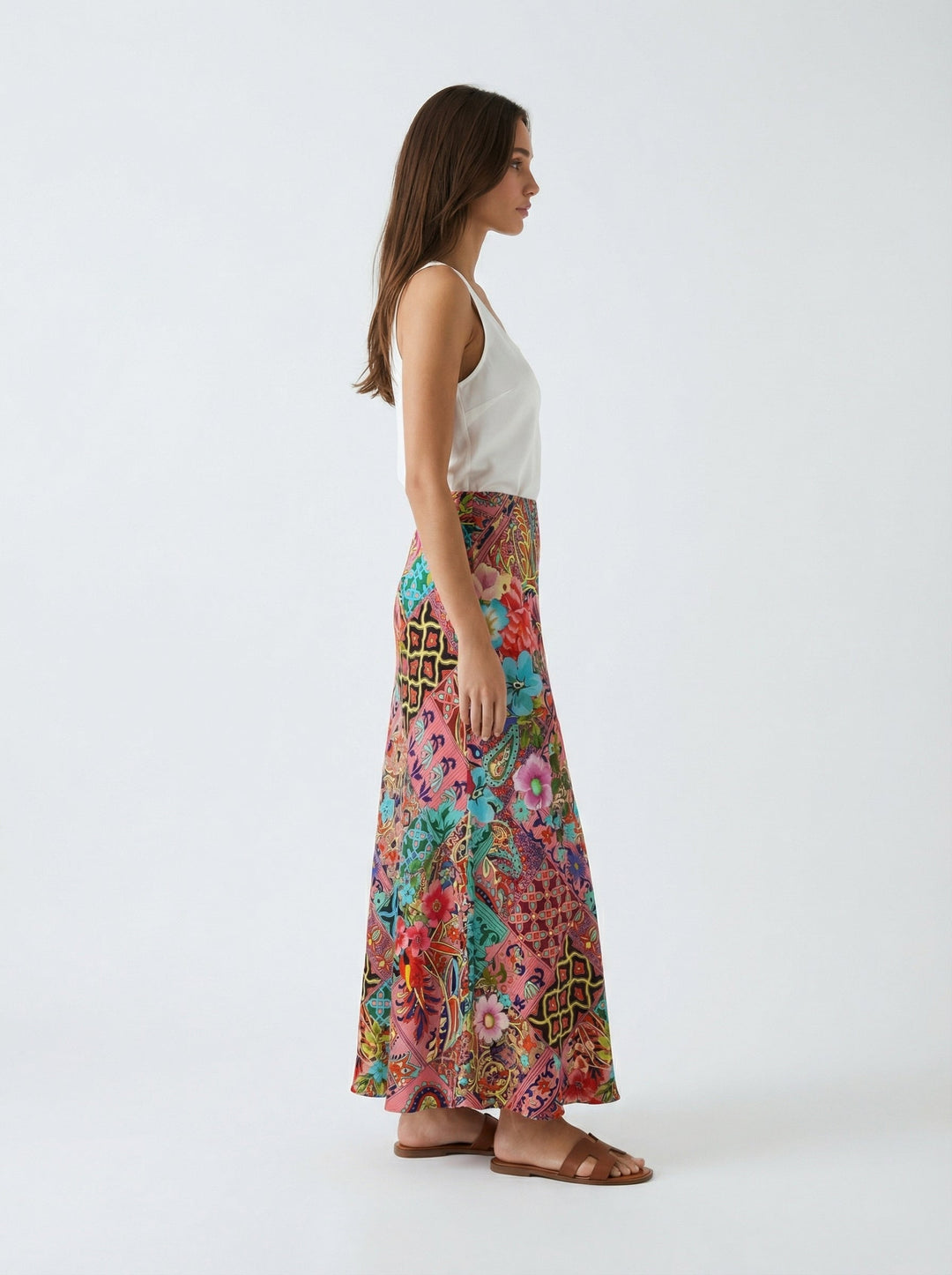 "RUMBA" Hand-Embroidered Silk Linen A-Line Skirt Introvertie VIENNA