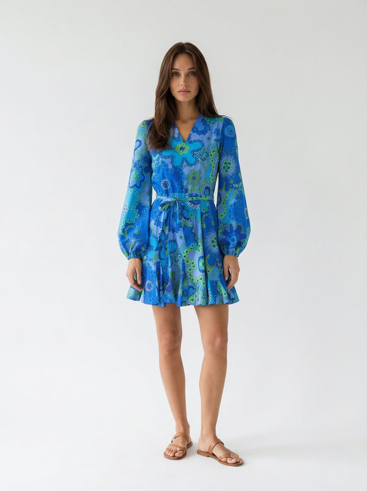"SOHO MINI" Viscose Lurex Balloon Sleeve Mini Dress - Secret Garden Introvertie VIENNA