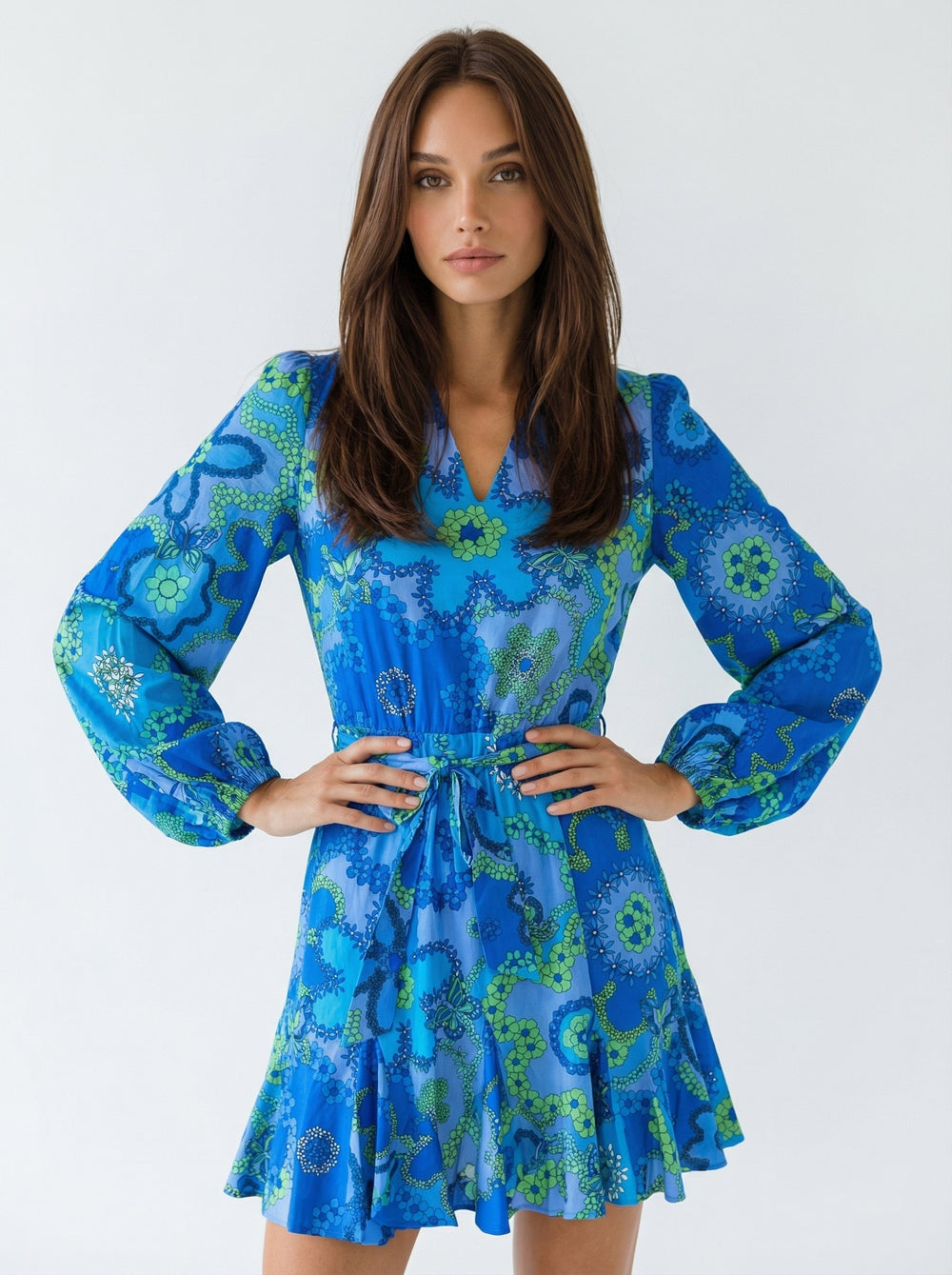 "SOHO MINI" Viscose Lurex Balloon Sleeve Mini Dress - Secret Garden Introvertie VIENNA