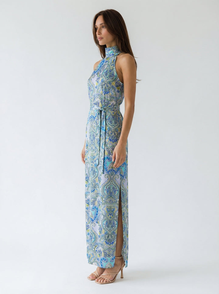 "NOLITA" Halterneck Viscose Jersey Dress Midi - watermelon Introvertie VIENNA