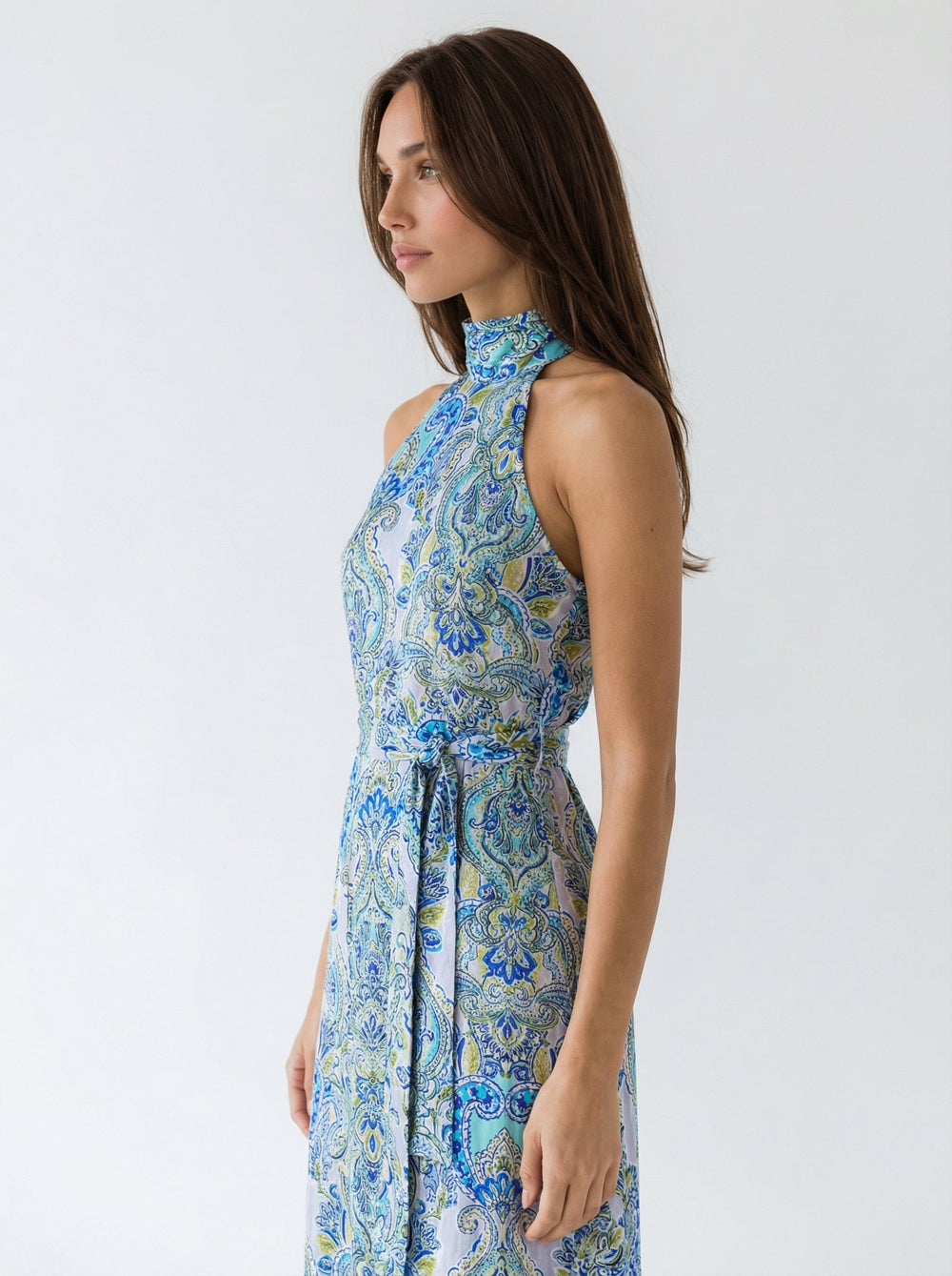 "NOLITA" Halterneck Viscose Jersey Dress Midi - watermelon Introvertie VIENNA
