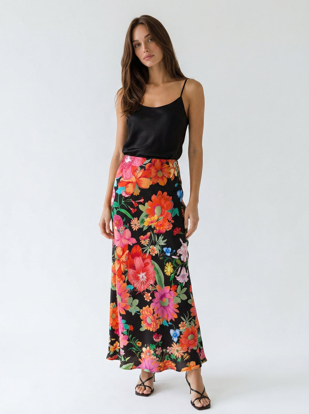 "OIA" Bias Cut Silk Skirt Maxi - Mosaic Multi Introvertie VIENNA